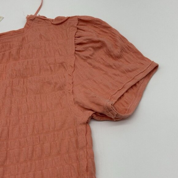 Free People Sugar Cube Women's Size Small Burnt Coral Pink V-Neck Ruched Top NWT - Picture 11 of 13